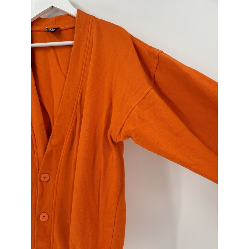 Pasta Vintage Cardigan Sweater Womens L/Xl Orange Button Front Pockets V Neck View 3